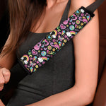 Hippie Peace Sign And Love Pattern Print Car Seat Belt Covers