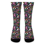 Hippie Peace Sign And Love Pattern Print Crew Socks