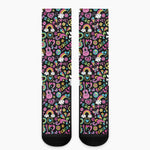 Hippie Peace Sign And Love Pattern Print Crew Socks