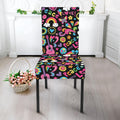 Hippie Peace Sign And Love Pattern Print Dining Chair Slipcover