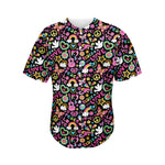 Hippie Peace Sign And Love Pattern Print Men's Baseball Jersey