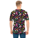 Hippie Peace Sign And Love Pattern Print Men's T-Shirt