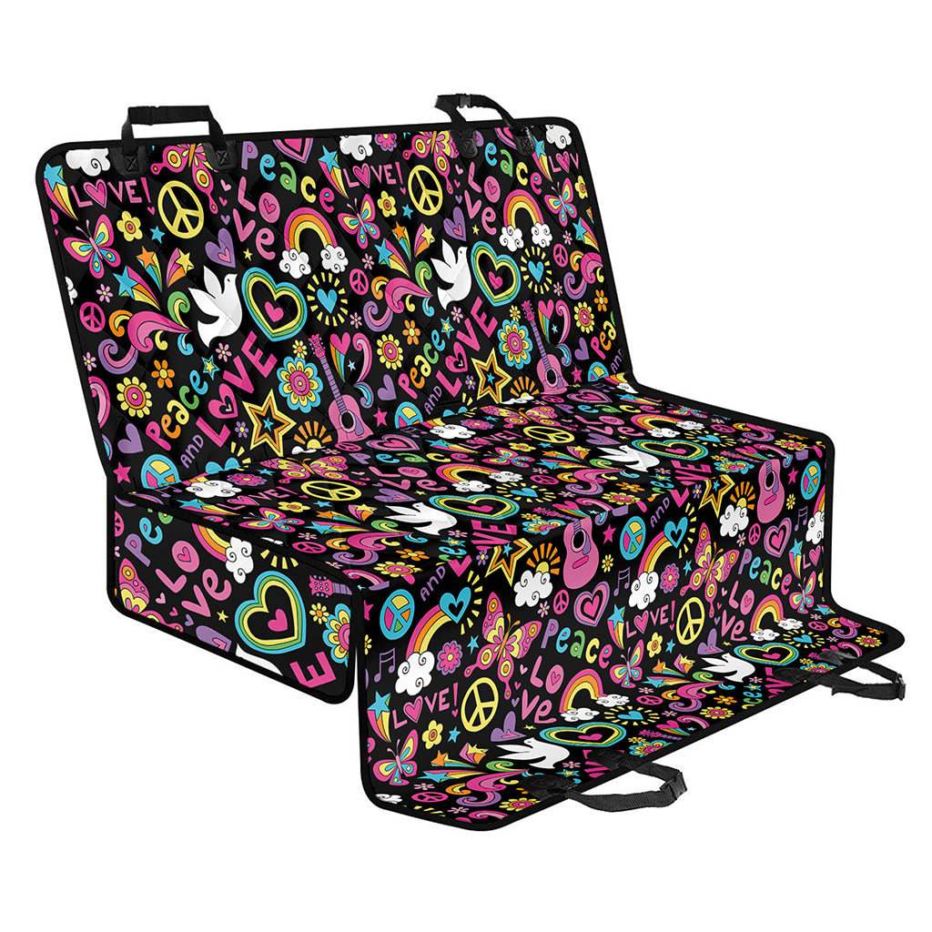 Hippie Peace Sign And Love Pattern Print Pet Car Back Seat Cover