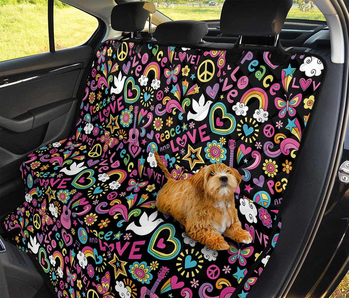 Hippie Peace Sign And Love Pattern Print Pet Car Back Seat Cover