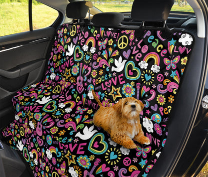 Hippie Peace Sign And Love Pattern Print Pet Car Back Seat Cover