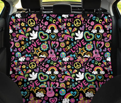 Hippie Peace Sign And Love Pattern Print Pet Car Back Seat Cover