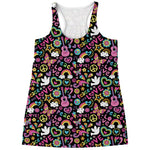 Hippie Peace Sign And Love Pattern Print Women's Racerback Tank Top