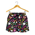 Hippie Peace Sign And Love Pattern Print Women's Shorts