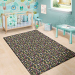Hippie Peace Sign Flower Pattern Print Area Rug