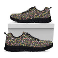 Hippie Peace Sign Flower Pattern Print Black Running Shoes
