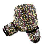 Hippie Peace Sign Flower Pattern Print Boxing Gloves