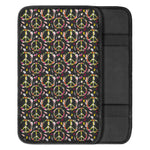Hippie Peace Sign Flower Pattern Print Car Center Console Cover