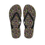 Hippie Peace Sign Flower Pattern Print Flip Flops