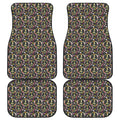 Hippie Peace Sign Flower Pattern Print Front and Back Car Floor Mats