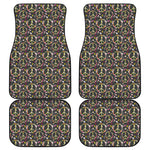 Hippie Peace Sign Flower Pattern Print Front and Back Car Floor Mats