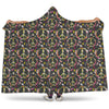 Hippie Peace Sign Flower Pattern Print Hooded Blanket