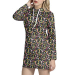 Hippie Peace Sign Flower Pattern Print Hoodie Dress