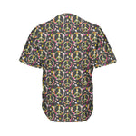 Hippie Peace Sign Flower Pattern Print Men's Baseball Jersey