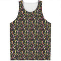 Hippie Peace Sign Flower Pattern Print Men's Tank Top