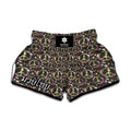 Hippie Peace Sign Flower Pattern Print Muay Thai Boxing Shorts
