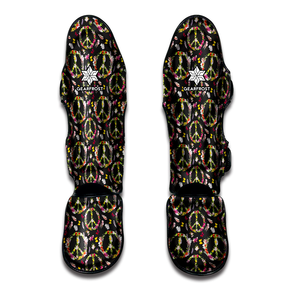 Hippie Peace Sign Flower Pattern Print Muay Thai Shin Guard