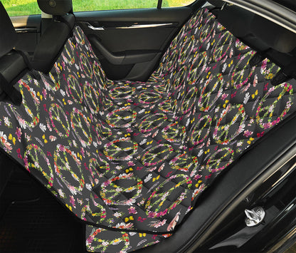 Hippie Peace Sign Flower Pattern Print Pet Car Back Seat Cover