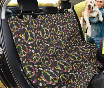 Hippie Peace Sign Flower Pattern Print Pet Car Back Seat Cover