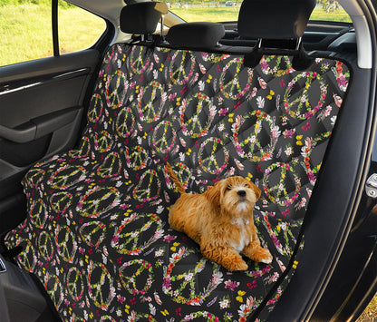 Hippie Peace Sign Flower Pattern Print Pet Car Back Seat Cover