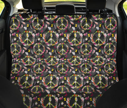 Hippie Peace Sign Flower Pattern Print Pet Car Back Seat Cover