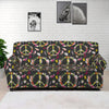 Hippie Peace Sign Flower Pattern Print Sofa Cover