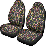 Hippie Peace Sign Flower Pattern Print Universal Fit Car Seat Covers