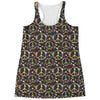 Hippie Peace Sign Flower Pattern Print Women's Racerback Tank Top