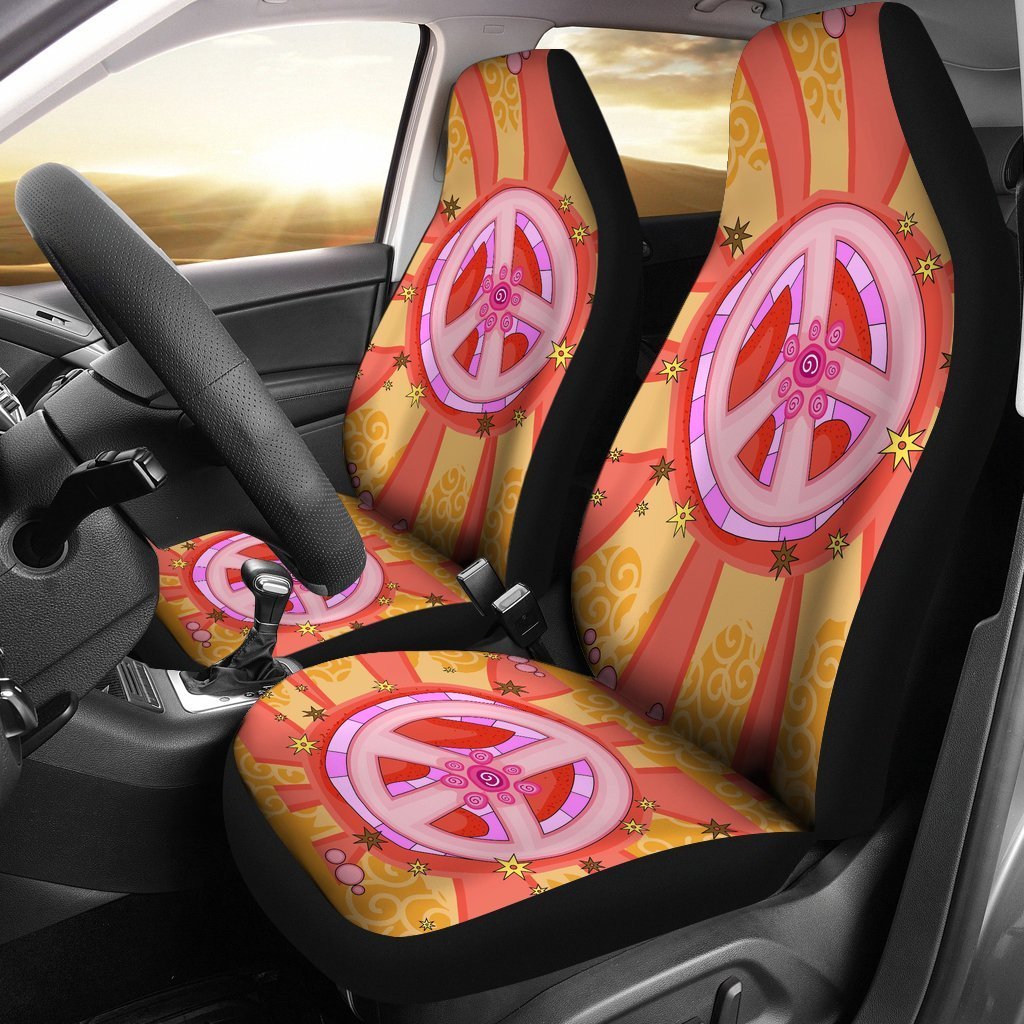 Hippie Peace Sign Universal Fit Car Seat Covers GearFrost