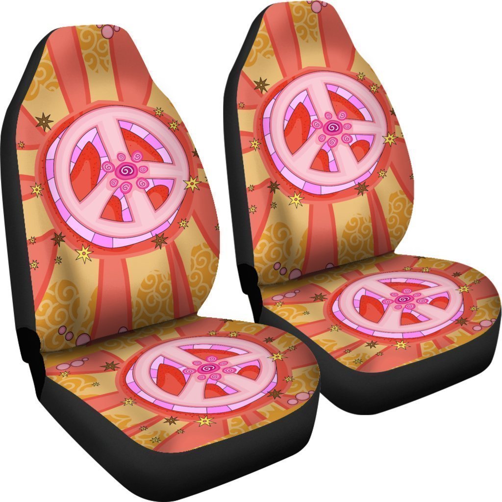 Hippie Peace Sign Universal Fit Car Seat Covers GearFrost