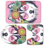 Hippie Siberian Husky Print 3 Piece Bath Mat Set