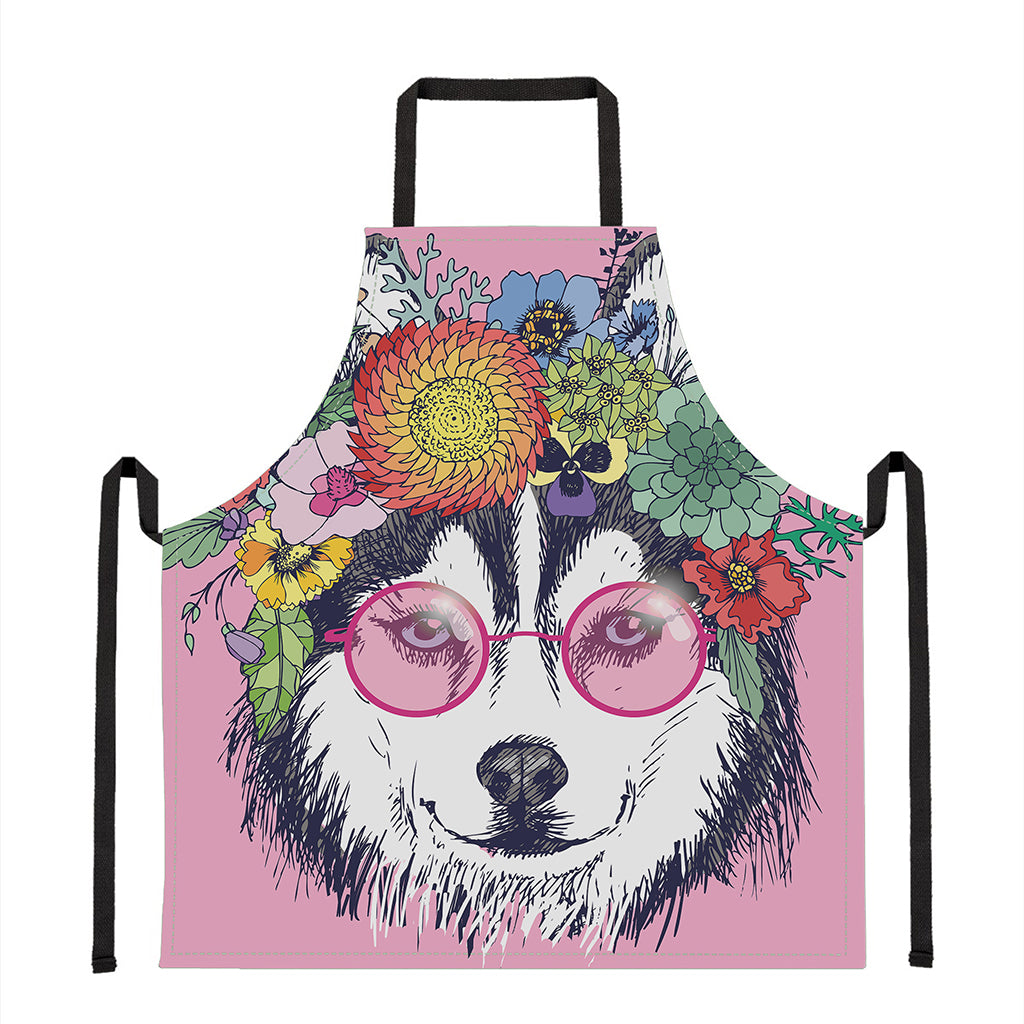 Hippie Siberian Husky Print Apron