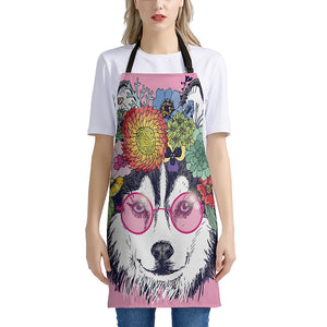 Hippie Siberian Husky Print Apron