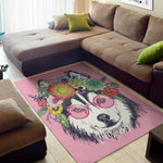 Hippie Siberian Husky Print Area Rug