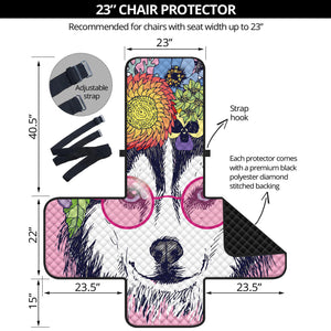 Hippie Siberian Husky Print Armchair Protector