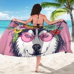 Hippie Siberian Husky Print Beach Sarong Wrap