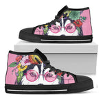 Hippie Siberian Husky Print Black High Top Shoes