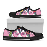 Hippie Siberian Husky Print Black Low Top Shoes 