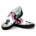 Hippie Siberian Husky Print Black Slip On Sneakers