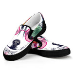 Hippie Siberian Husky Print Black Slip On Shoes
