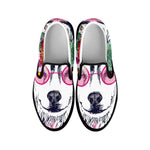 Hippie Siberian Husky Print Black Slip On Shoes