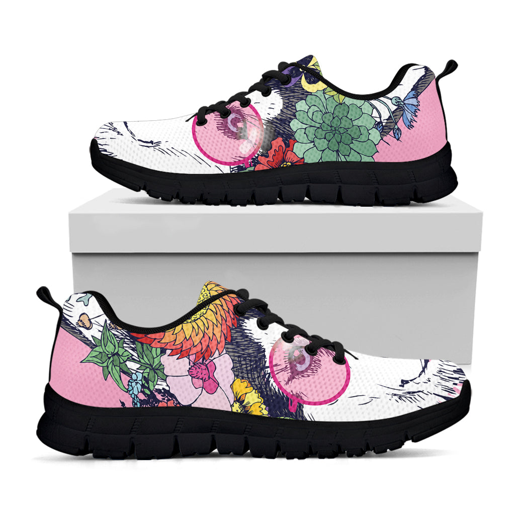 Hippie Siberian Husky Print Black Sneakers