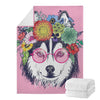 Hippie Siberian Husky Print Blanket