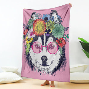 Hippie Siberian Husky Print Blanket