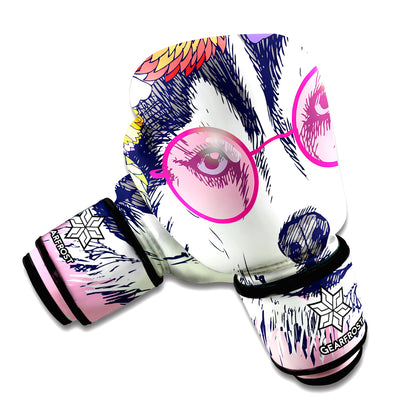 Hippie Siberian Husky Print Boxing Gloves