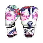Hippie Siberian Husky Print Boxing Gloves